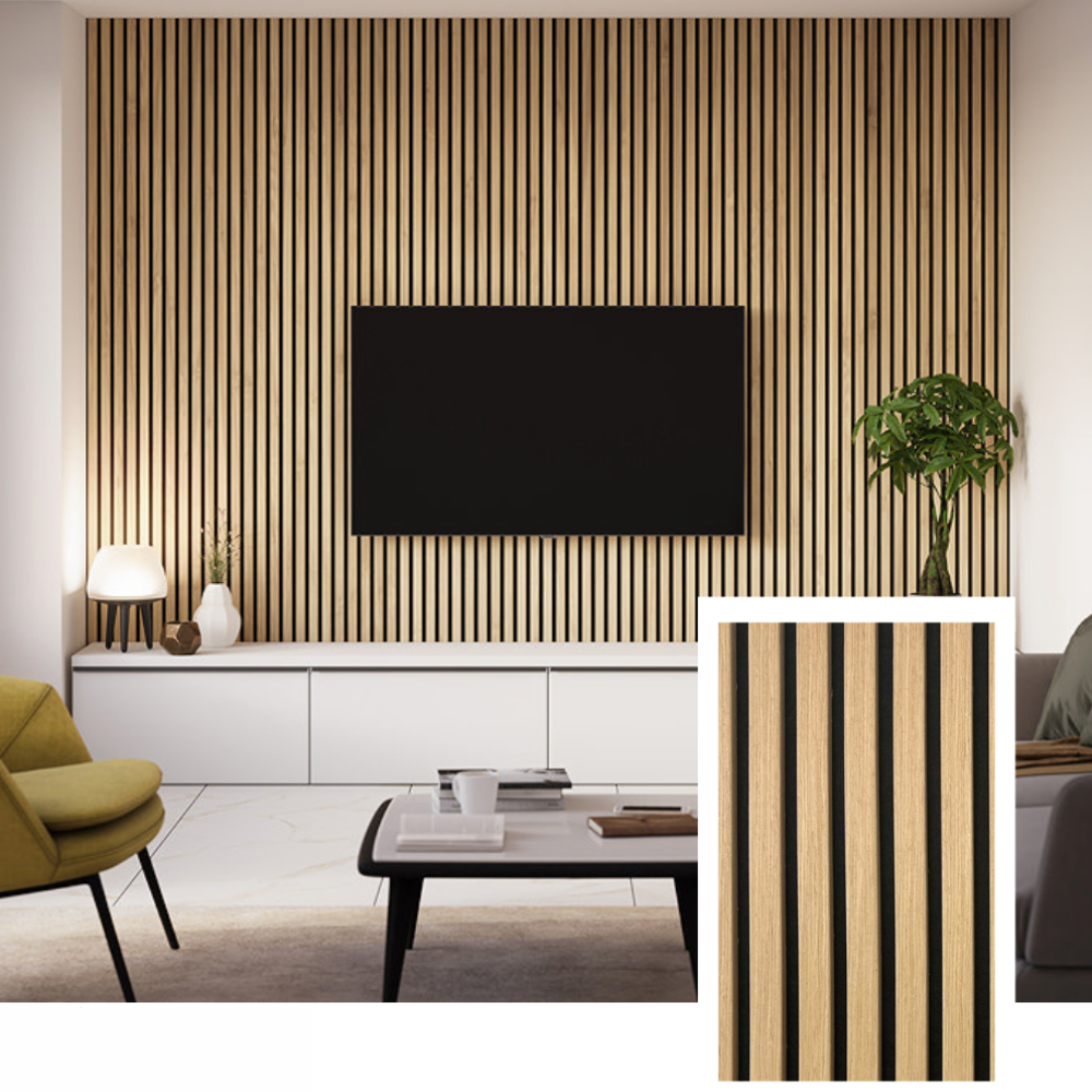 Pannello a doghe acustiche ZULIAN™ — Rovere affumicato (2,7 m × 1,10 m)