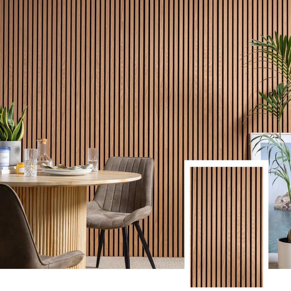 Pannello a doghe acustiche ZULIAN™ — Rovere affumicato (2,7 m × 1,10 m)